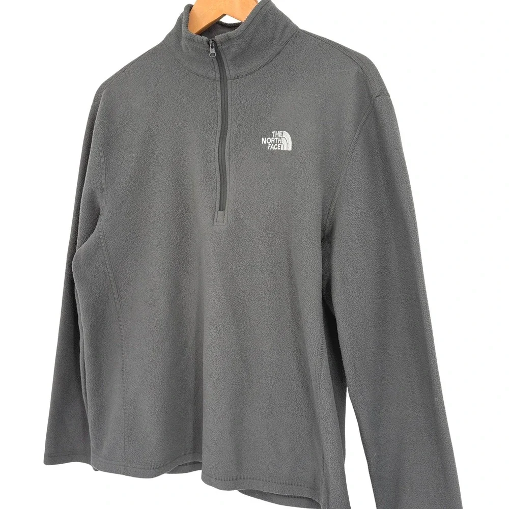 The North Face Mens TKA 100 Glacier quarter /4 Zip Fleece Pullover Grey M Hiking